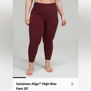 Lululemon Align Leggings 25” - Red Merlot, Worn Once